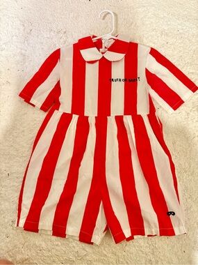 Beau Loves Truth or Dare Striped Romper with Peter Pan Collar - 4T